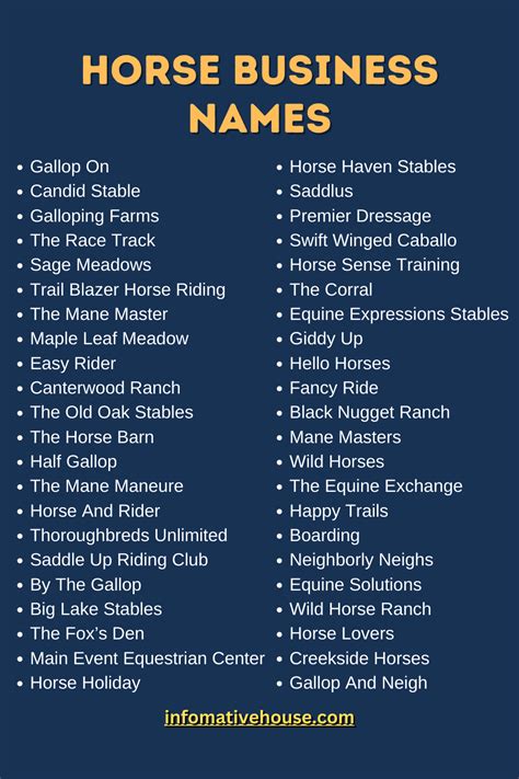 catchy horse business names